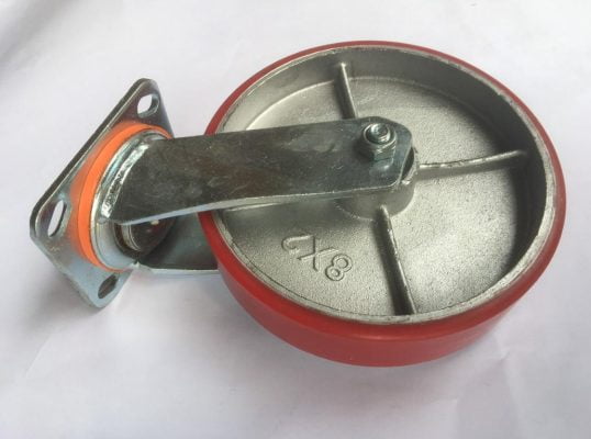 Bánh xe đẩy hàng chịu lực PU Gang 200*50mm càng thép