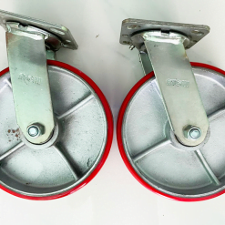 Bánh xe đẩy hàng chịu lực PU Gang 200*50mm càng thép