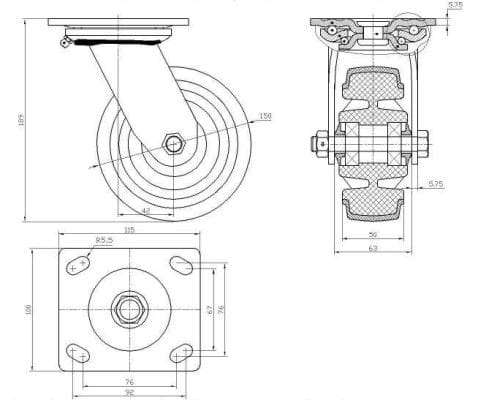 Sản xuất bánh xe đẩy hàng, bánh xe nâng, con lăn băng tải theo yêu cầu
