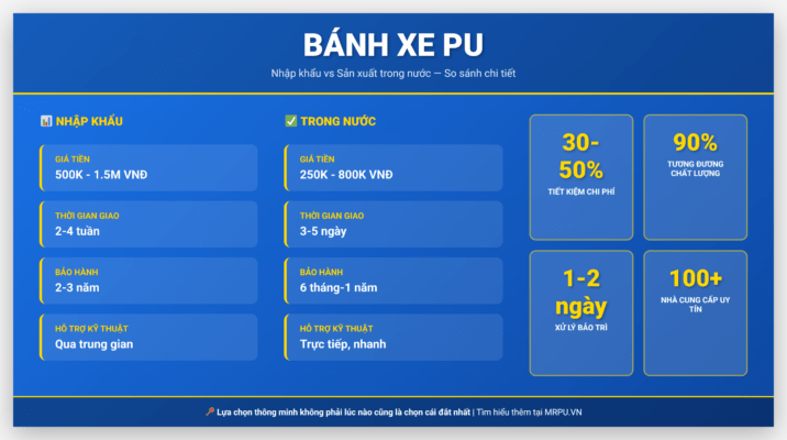 So sánh giá bánh xe đẩy chịu lực: nhập khẩu vs sản xuất trong nước