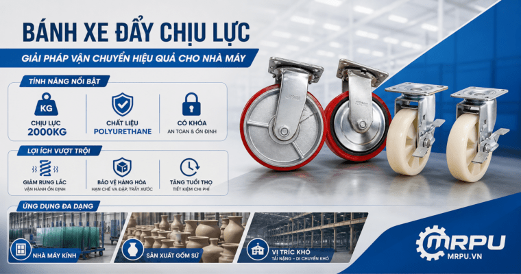 Bánh xe đẩy chịu lực trong nhà máy sản xuất kính và gốm sứ: Di chuyển hàng dễ vỡ an toàn tuyệt đối