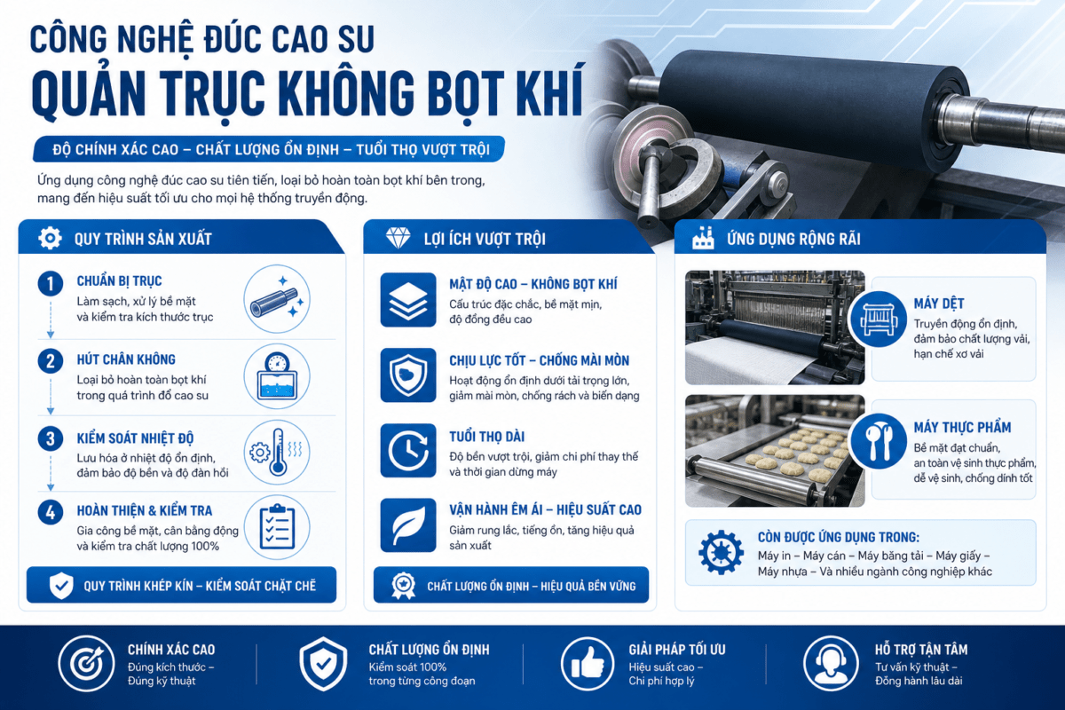 Công nghệ đúc cao su quấn trục không bọt khí: Tại sao quan trọng với độ bền sản phẩm?