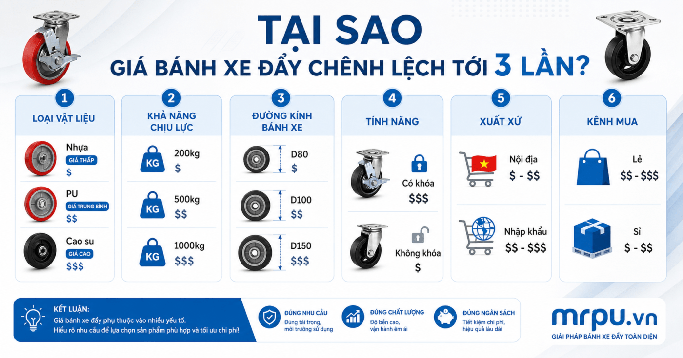 Giá bánh xe đẩy chịu lực trên thị trường hiện nay: Vì sao chênh lệch giá đôi khi lên đến 3 lần? 1 Giá bánh xe đẩy chịu lực trên thị trường hiện nay: Vì sao chênh lệch giá đôi khi lên đến 3 lần?
