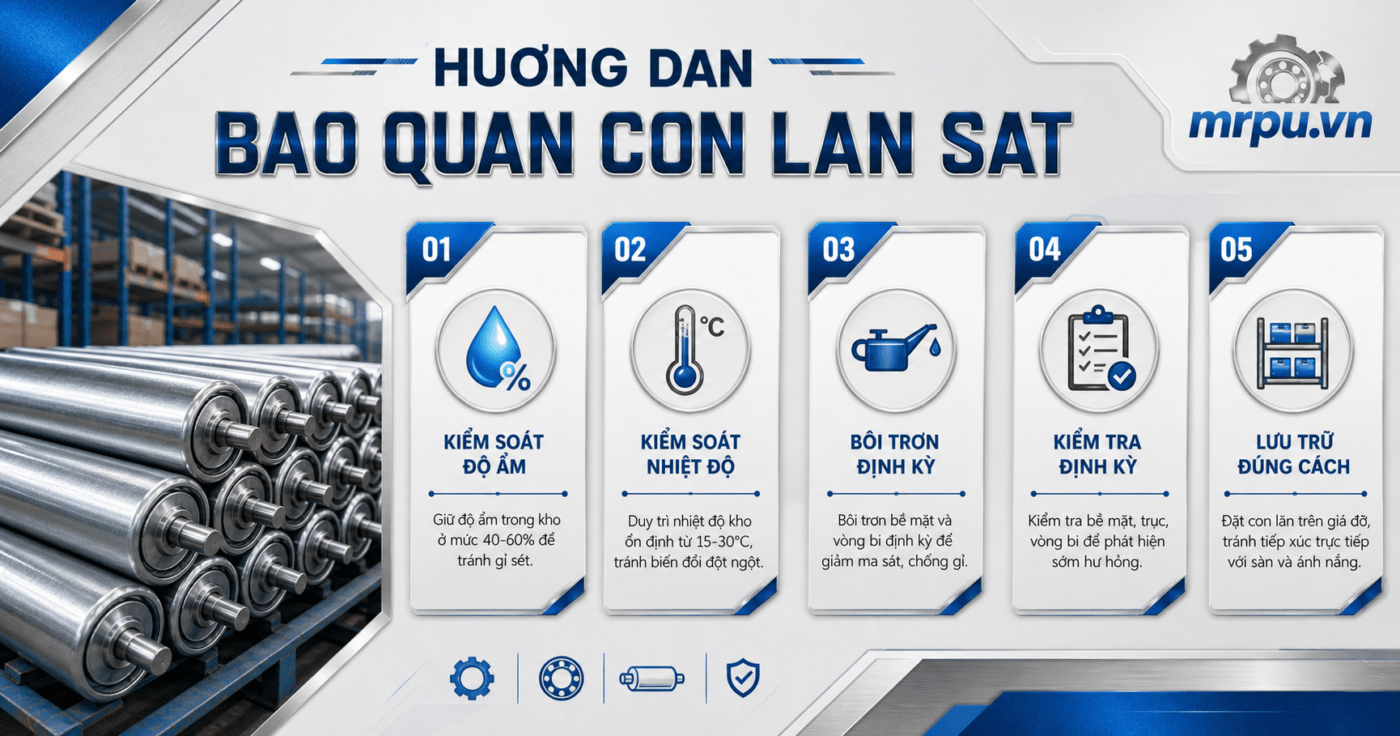 Hướng dẫn bảo quản con lăn sắt trong kho dự phòng để tránh gỉ sét và biến dạng trước khi sử dụng 1 Hướng dẫn bảo quản con lăn sắt trong kho dự phòng để tránh gỉ sét và biến dạng trước khi sử dụng
