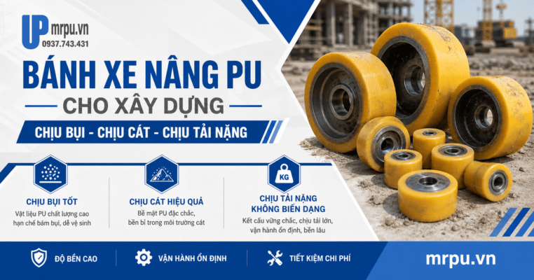 Bánh xe nâng tay PU cho ngành xây dựng: Chịu bụi, chịu cát và tải nặng ra sao?