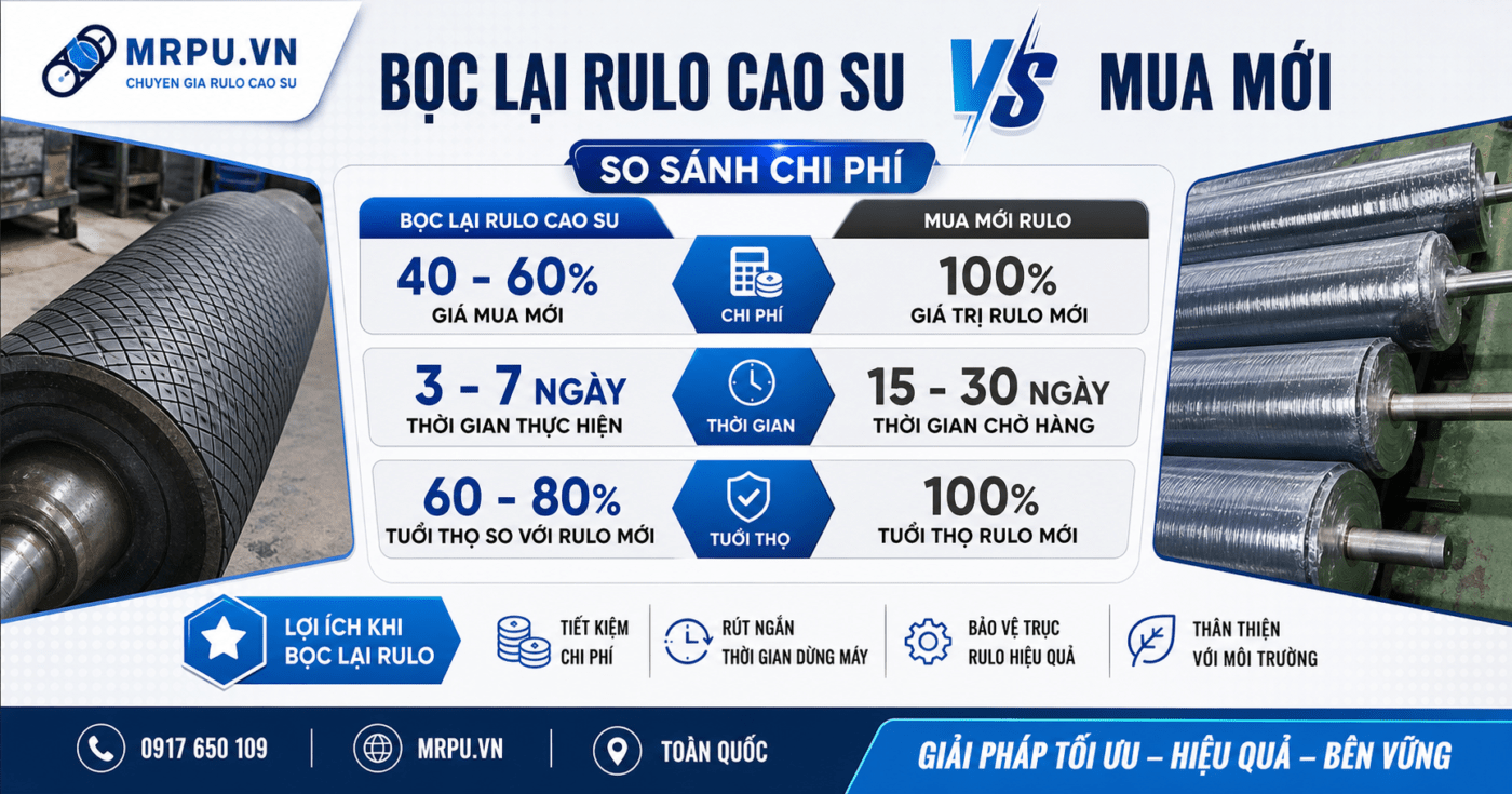Bọc lại rulo cao su cũ hay mua mới: Đâu là lựa chọn tiết kiệm hơn cho xưởng sản xuất?
