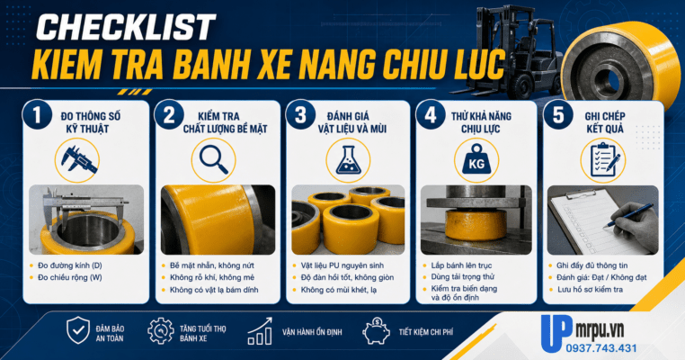 Checklist kỹ thuật khi nghiệm thu lô bánh xe nâng chịu lực số lượng lớn