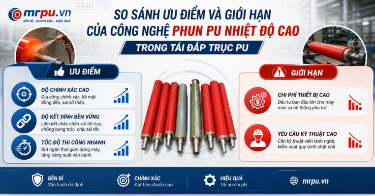 Công nghệ phun PU nhiệt độ cao trong tái đắp trục PU: Ưu điểm và giới hạn ứng dụng thực tế