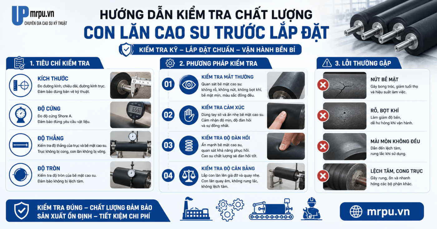Hướng dẫn kiểm tra chất lượng con lăn cao su nhỏ trước khi lắp vào thiết bị chính xác