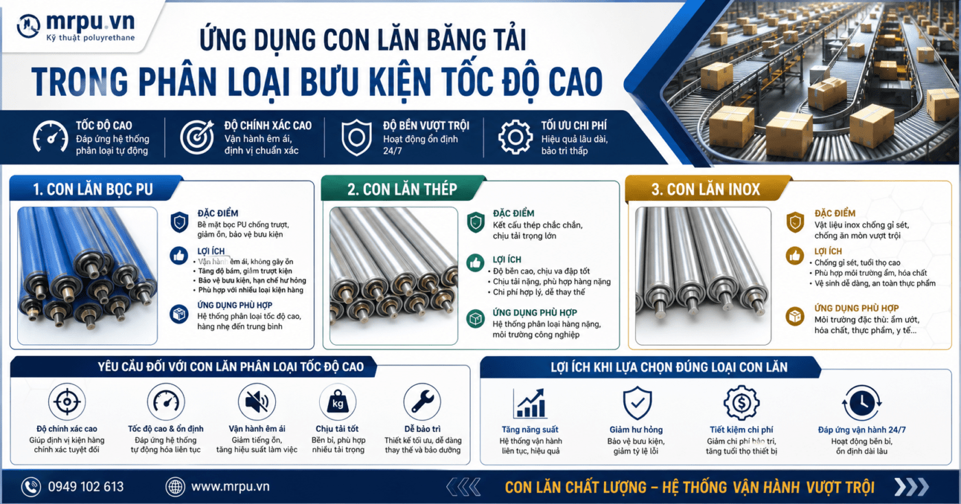 Ứng dụng băng chuyền con lăn trong ngành phân loại bưu kiện tốc độ cao: Yêu cầu độ chính xác và tốc độ 1 Ứng dụng băng chuyền con lăn trong ngành phân loại bưu kiện tốc độ cao: Yêu cầu độ chính xác và tốc độ