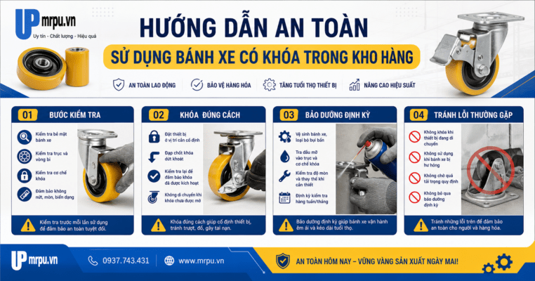 Bánh xe chịu lực có khóa: hướng dẫn sử dụng an toàn trong kho hàng