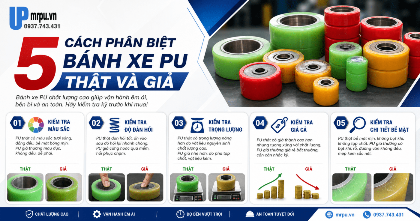 Cách phân biệt bánh xe PU thật và giả trên thị trường hiện nay 1 Cách phân biệt bánh xe PU thật và giả trên thị trường hiện nay