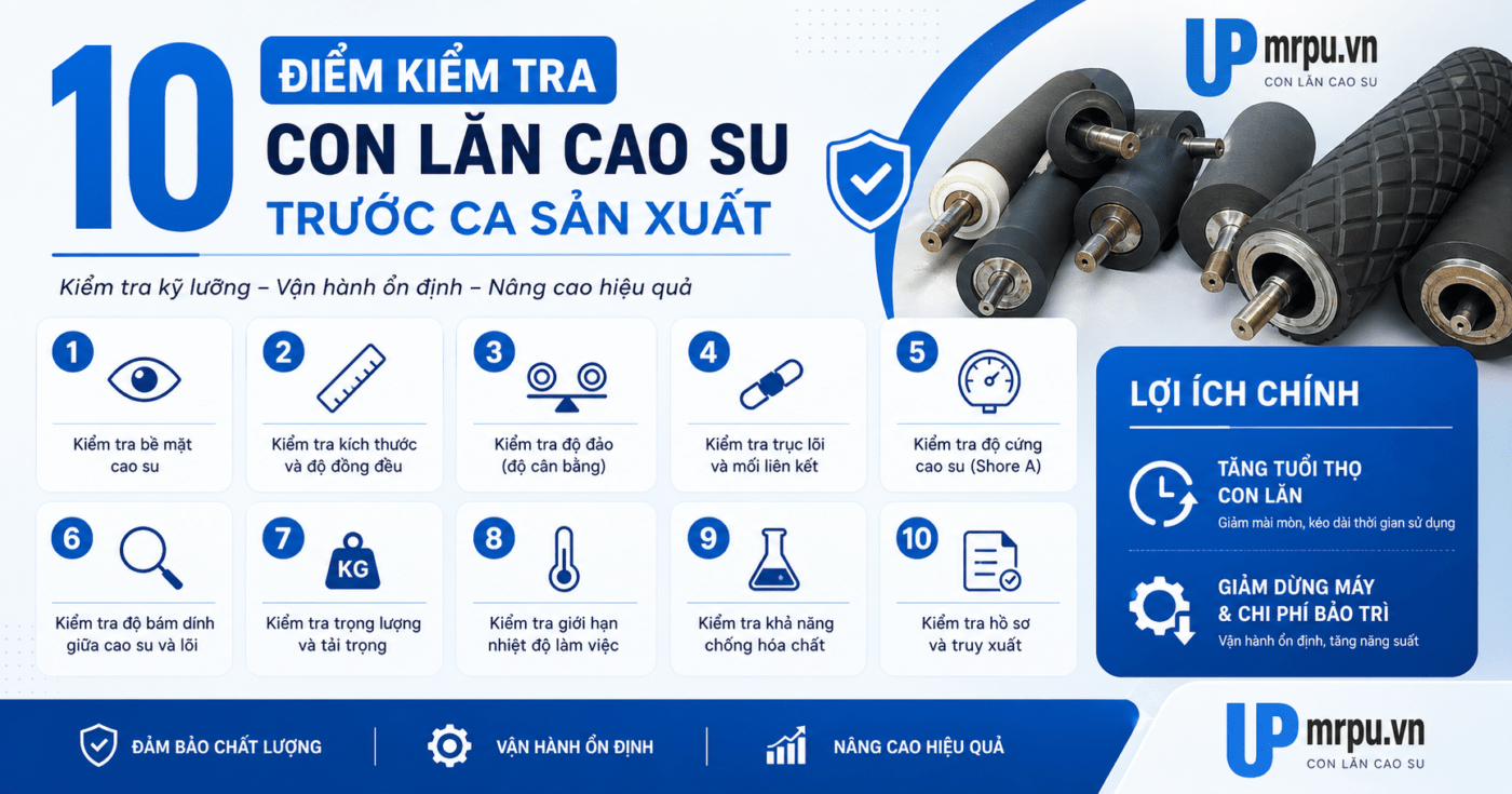 Checklist 10 điểm kiểm tra trục lăn cao su trước mỗi ca sản xuất để tránh dừng máy ngoài kế hoạch 1 Checklist 10 điểm kiểm tra trục lăn cao su trước mỗi ca sản xuất để tránh dừng máy ngoài kế hoạch