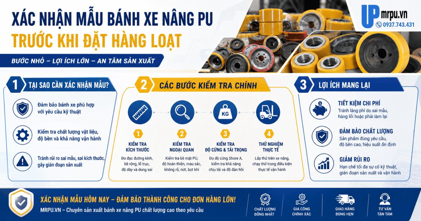 Hỏi đáp: Bộ phận thu mua có cần xác nhận mẫu bánh xe nâng PU trước khi đặt hàng loạt không?