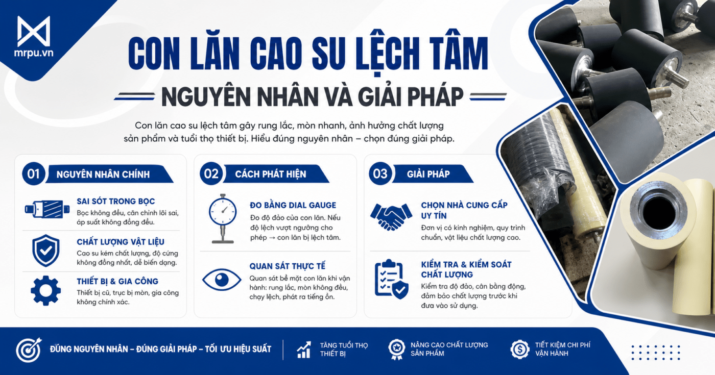 Hỏi đáp kỹ thuật: Con lan cao su bị lệch tâm sau bọc mới – Nguyên nhân từ đâu và ai chịu trách nhiệm?