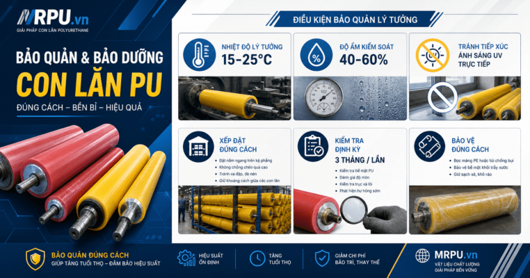 Hướng dẫn bảo quản trục PU trong kho để tránh biến dạng và lão hóa trước khi đưa vào sử dụng